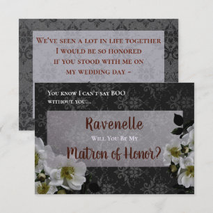 Matron of Honour Elegant Goth Glam Request Card
