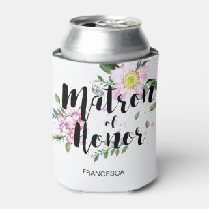Matron of Honour Floral Watercolor Wedding Can Cooler