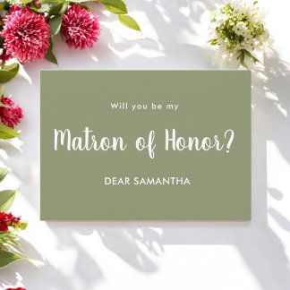 Matron of Honour Green Script Invitation