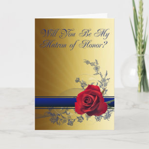 Matron of Honour invitation with a red rose