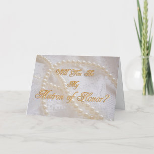Matron of honour invitation with pearls