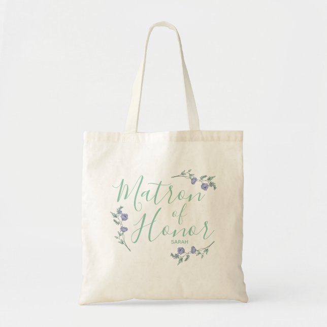 Matron of Honour, Lavender & Sage Floral Tote Bag (Front)