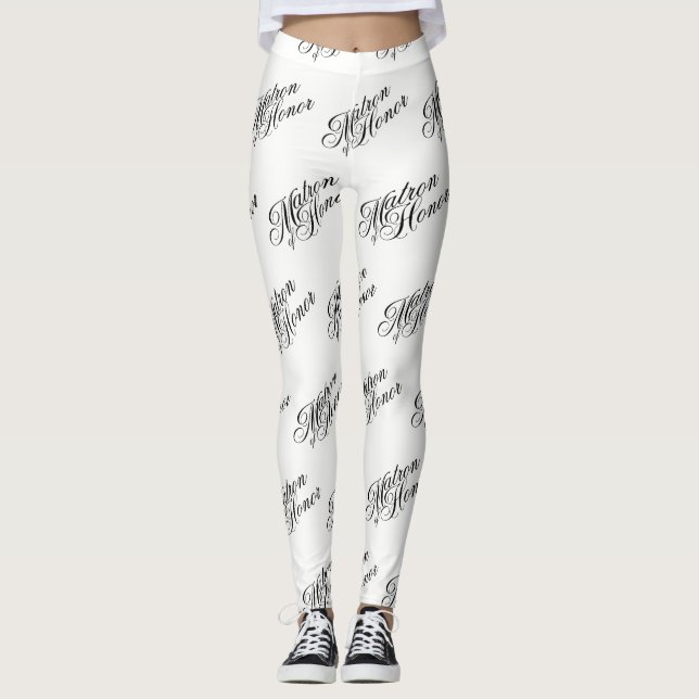 Matron  of Honour Leggings - Black on White (Front)