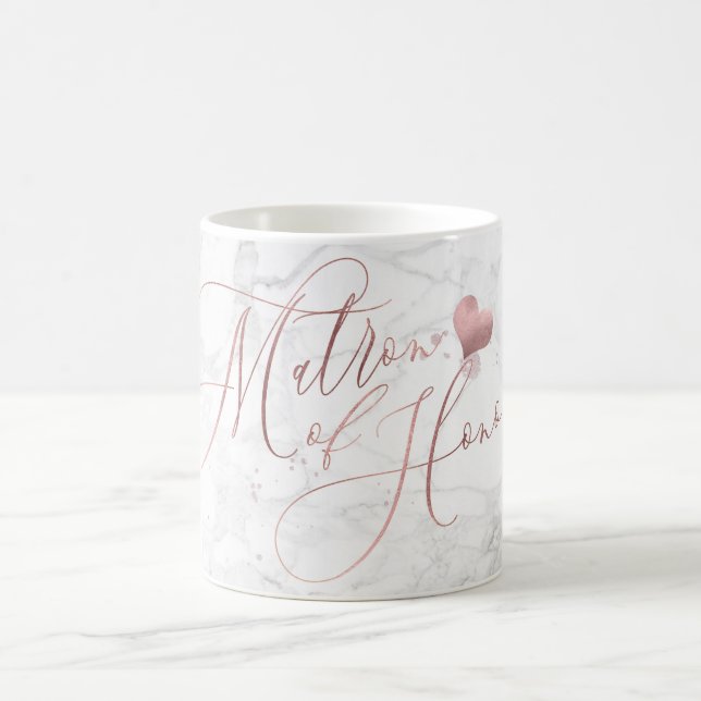 Matron of Honour/Marble+Faux Rose Gold Script Coffee Mug (Center)
