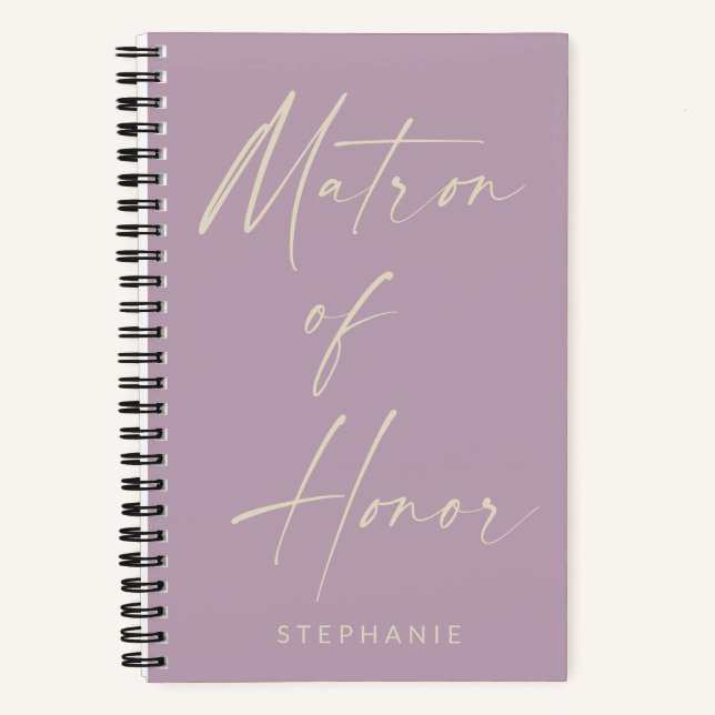Matron of Honour Minimalist Lilac Personalised Notebook (Front)