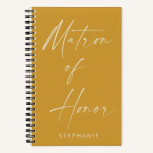 Matron of Honour Minimalist Yellow Personalised N Notebook