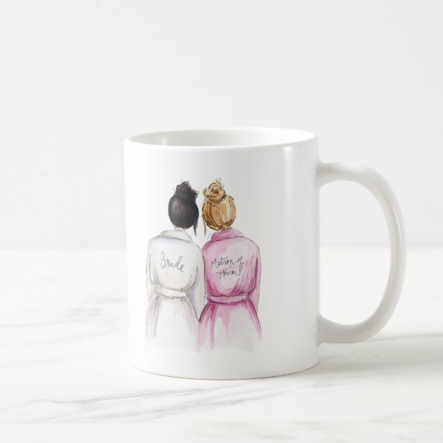 Matron of Honour? Mug Black Bun Bride Dk Bl Maid (Right)
