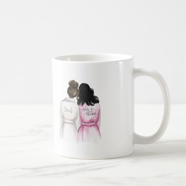 Matron of Honour? Mug Dk Br Bun Bride Bk Waves MoH (Right)