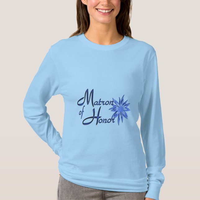 Matron of Honour Personalised Blue Long Sleeve Top (Front)