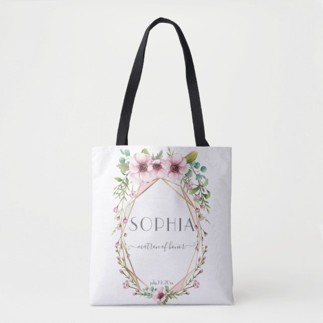 Matron of Honour Pretty Pink Anemone Flowers Tote Bag (Front)