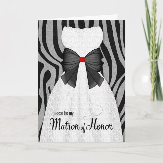 Matron of Honour Request in Animal Print Invitation (Front)