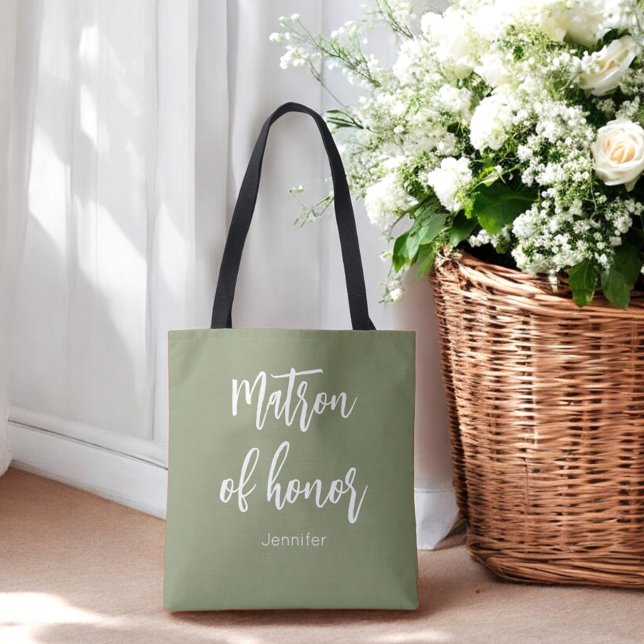 Matron of Honour Sage Green Wedding Tote Bag (Creator Uploaded)