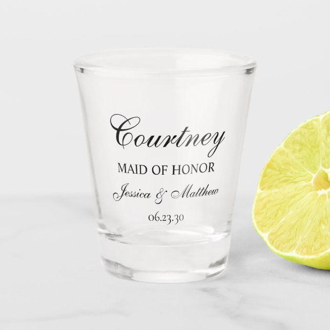 Matron of Honour Script Customised Shot Glass (Front)