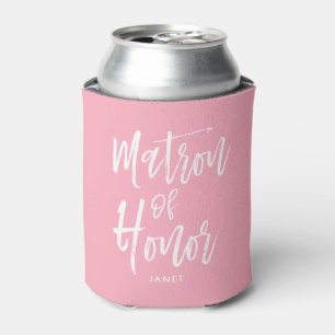 Matron of Honour   Script Style Custom Pink Can Cooler