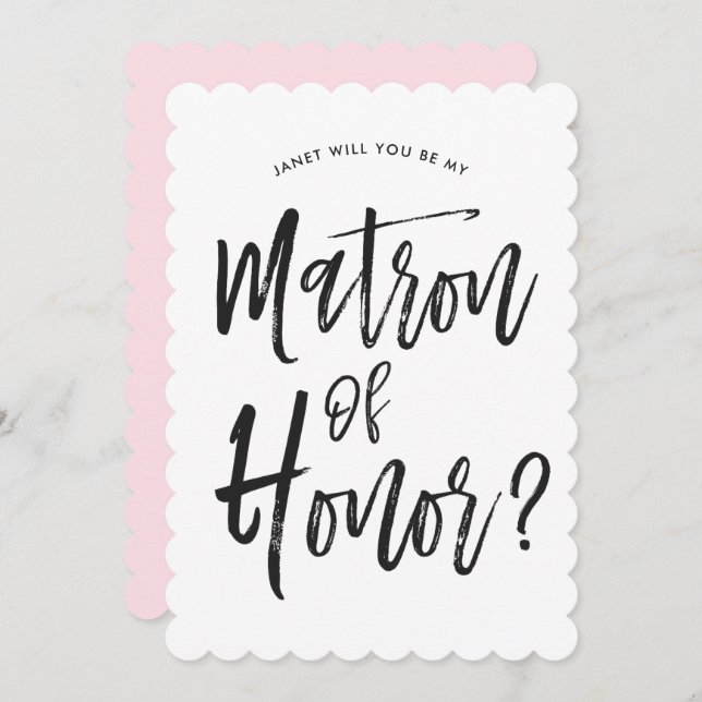 Matron of Honour | Script Style Custom Wedding Invitation (Front/Back)