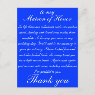 Matron of Honour Thank you Postcard