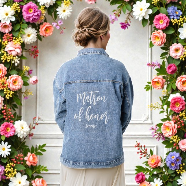Matron of Honour Wedding Bridal Shower Denim Jacke Denim Jacket (Creator Uploaded)