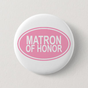 Matron of Honour Wedding Oval Pink 6 Cm Round Badge