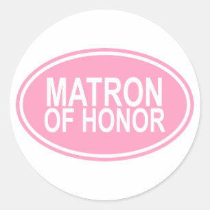 Matron of Honour Wedding Oval Pink Classic Round Sticker