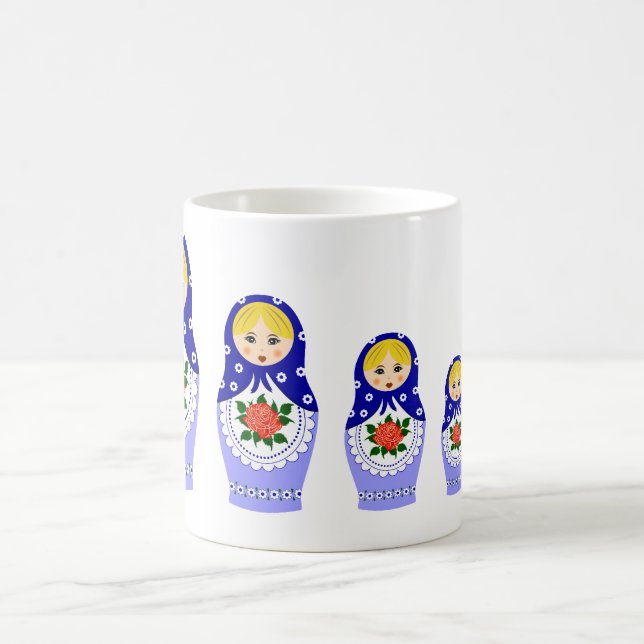 Matryoschka dolls blue coffee mug (Center)