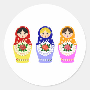 Matryoschka dolls classic round sticker