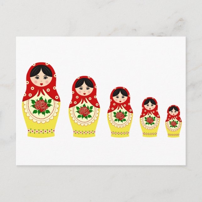 Matryoschka dolls red postcard (Front)