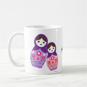 Matryoshka cute Russian nesting dolls Mum Daughter Coffee Mug