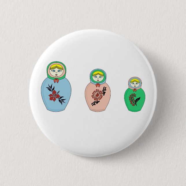 Matryoshka doll 6 cm round badge (Front)