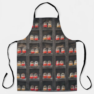 Matryoshka doll lot on shelf apron