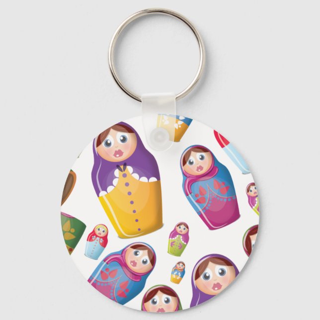 Matryoshka doll - Russian Nested Dolls Pattern Key Ring (Front)