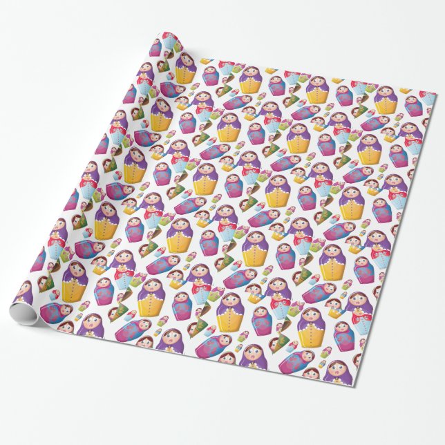 Matryoshka doll - Russian Nested Dolls Pattern Wrapping Paper (Unrolled)