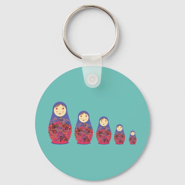 Matryoshka Doll ~ Russian Nesting / Babushka Key Ring (Front)