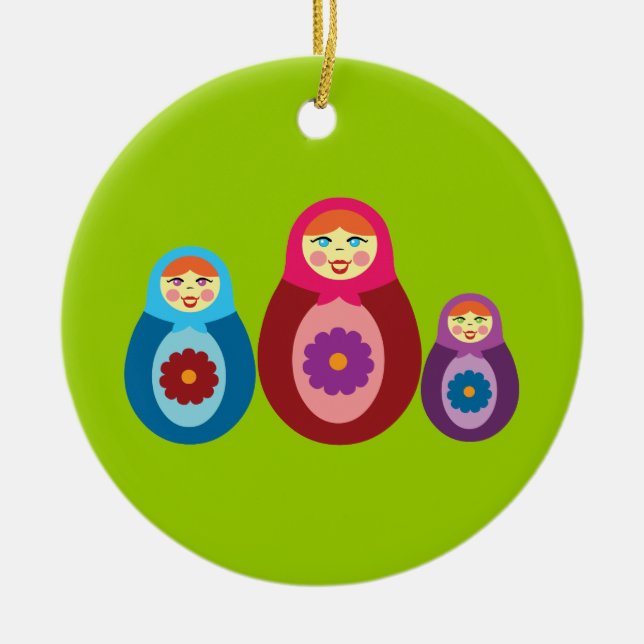 Matryoshka Dolls Ceramic Ornament (Front)