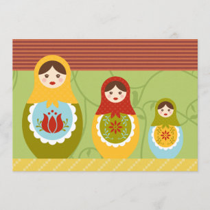 Matryoshka Dolls Customised Birthday Invitation
