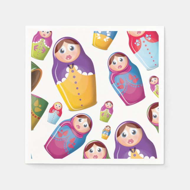 Matryoshka Dolls , Nesting Russian Dolls. Napkin (Front)