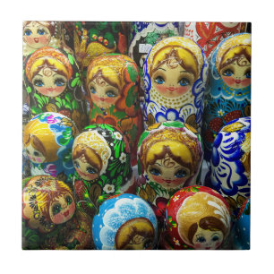 Matryoshka Dolls Souvenir Kiosk Travel Photo Ceramic Tile