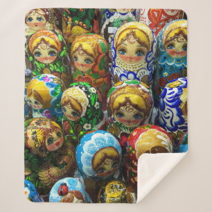 Matryoshka Dolls Souvenir Kiosk Travel Photo Sherpa Blanket