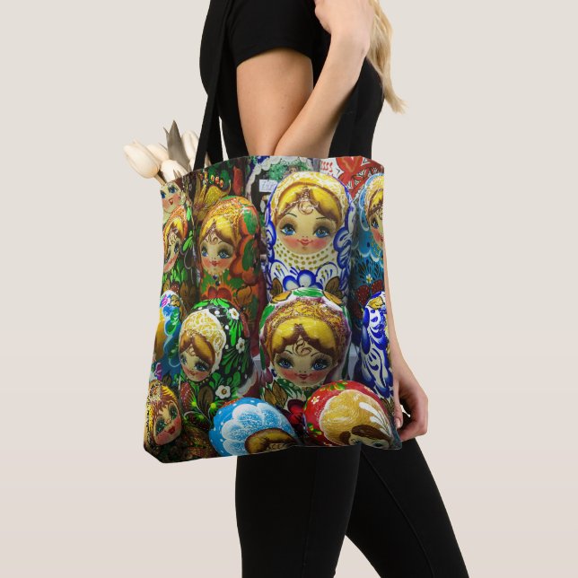 Matryoshka Dolls Souvenir Kiosk Travel Photo Tote Bag (Close Up)