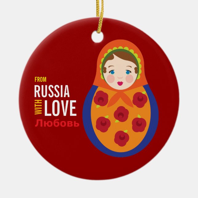 Matryoshka From Russia With Love Adoption Keepsake Ceramic Ornament (Front)
