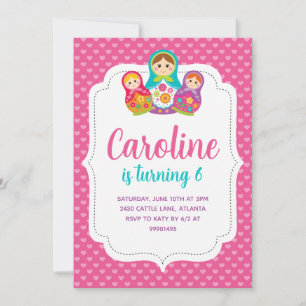 Matryoshka Invitation, Birthday Party Invitation