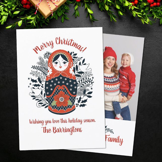 Matryoshka Nesting Doll Cute Christmas Photo Card (Creator Uploaded)