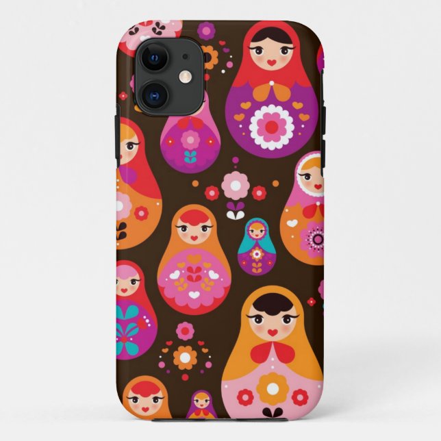 Matryoshka russian doll pattern illustration case (Back)