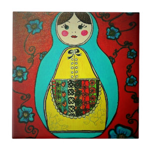 matryoshka russian nesting doll ceramic tile