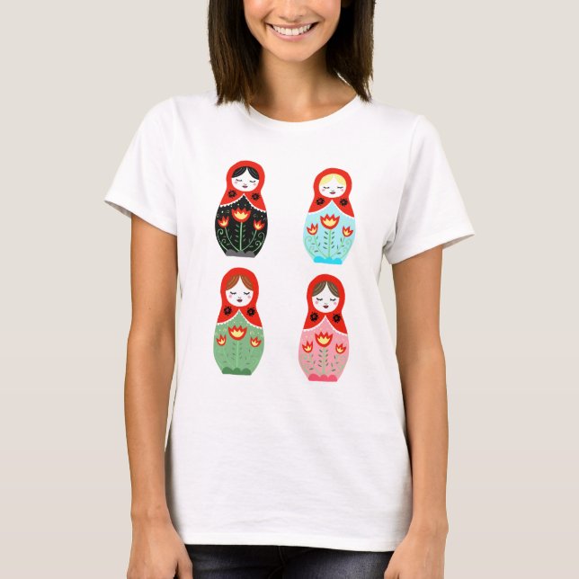 Matryoshka Russian Nesting Dolls Babushka Doll T-Shirt (Front)