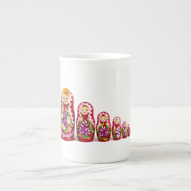 Matryoshka Wooden Culture Symbol - Russian Bone China Mug (Front)