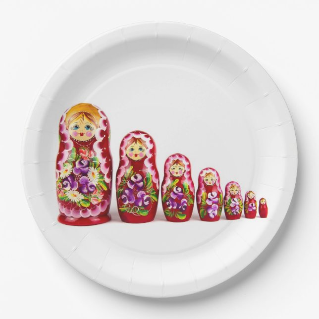 Matryoshka Wooden Culture Symbol - Russian Paper Plate (Front)