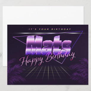 Mats Name Vorname lila retro Karte Geburtstag Card
