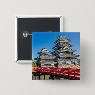 Matsumoto castle and bridge 15 cm square badge