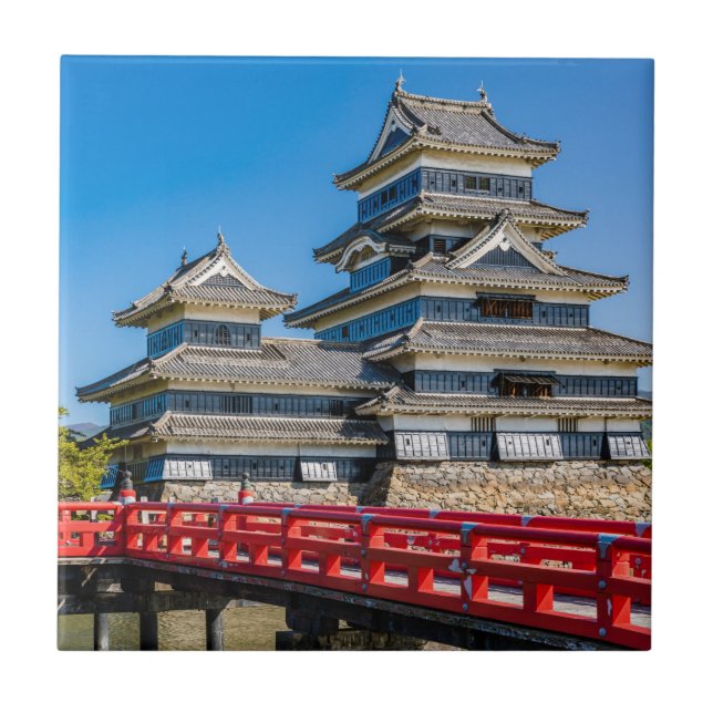 Matsumoto castle and bridge ceramic tile (Front)