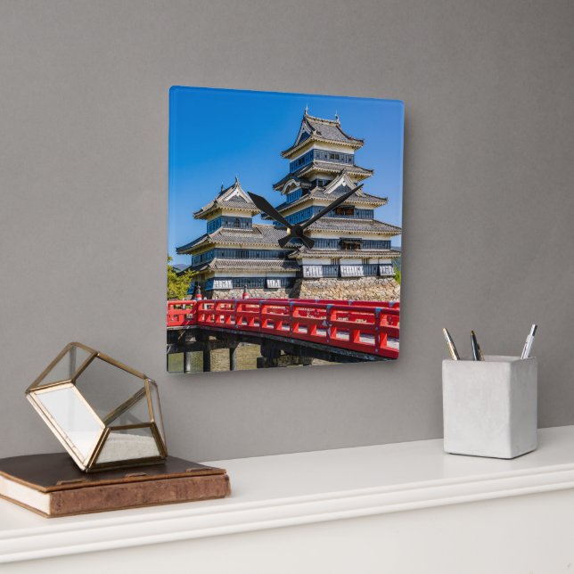 Matsumoto castle and bridge square wall clock (Office)